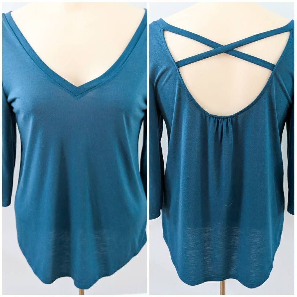 American Eagle Teal Crisscross Back Tunic Top